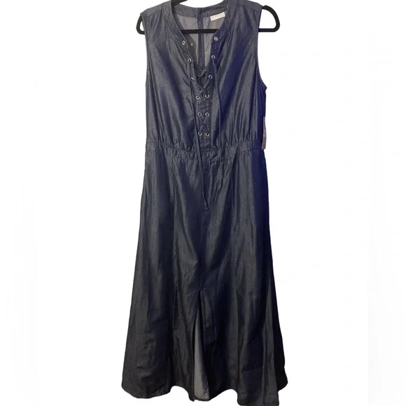 denim dress new york and company New York & Company Stretch Denim Blue Dress
